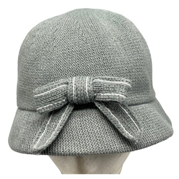 August hat company bow acrylic blend grey one size READ new - Picture 1 of 6